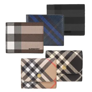 【BURBERRY 巴寶莉】新款格紋8卡/6卡對開短夾(任選)