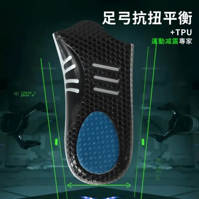 【YUNMI】運動高彈減壓鞋墊 足弓機能鞋墊 扁平足鞋墊 足底筋膜炎鞋墊 足弓鞋墊 除臭鞋墊 運動鞋墊