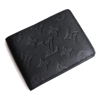 【Louis Vuitton 路易威登】Multiple 黑色 壓花 牛皮 錢包 短夾(M62901)