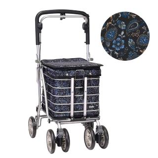 【Rollker 羅克】保溫保冷 購物車 折疊推車 購物推車 買菜車 手推車 步行輔助車 銀髮族(NO.68-變形蟲黑)