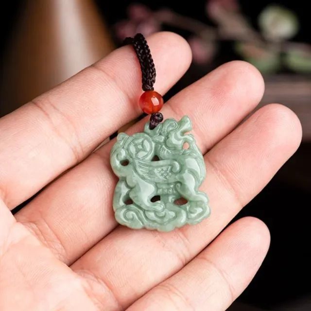 【Penny 珮妮】A貨翡翠豆綠金錢麒麟送福吊墜項鍊(母親節 交換禮物  生日禮 情人節 尾牙 新年 結婚)