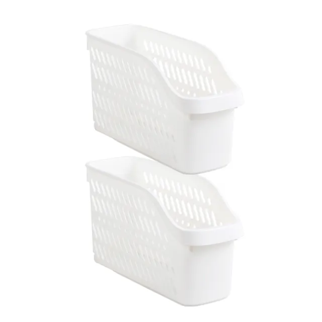 【樂居家】無印風 滑輪收納籃-2入組(廚下收納 抽拉收納 白色收納籃 清潔劑收納籃 桌面收納 文具收納)