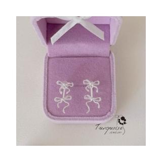 【Turquoise Jewelry】現貨~S925銀耳針浪漫芭蕾風甜美雙蝴蝶結耳環(送禮/甜美女孩/韓系飾品)