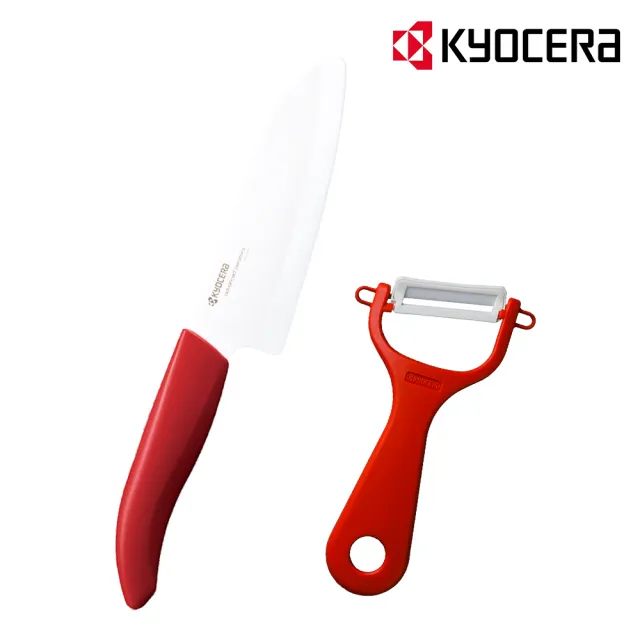 【KYOCERA 京瓷】買1送1 日本製造14CM陶瓷三德刀 贈削皮刀(原廠總代理)
