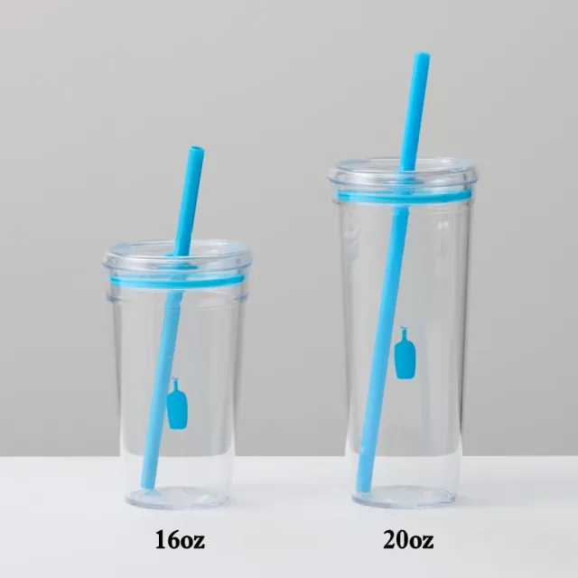 【Blue Bottle Coffee】日本藍瓶咖啡 透明冷水杯16oz 附吸管(咖啡杯/冷飲杯/藍瓶咖啡杯)
