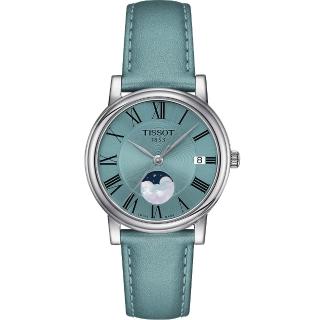 【TISSOT 天梭】Carson 羅馬月相石英女錶-32mm 手錶 送禮 推薦(T1222231635300)