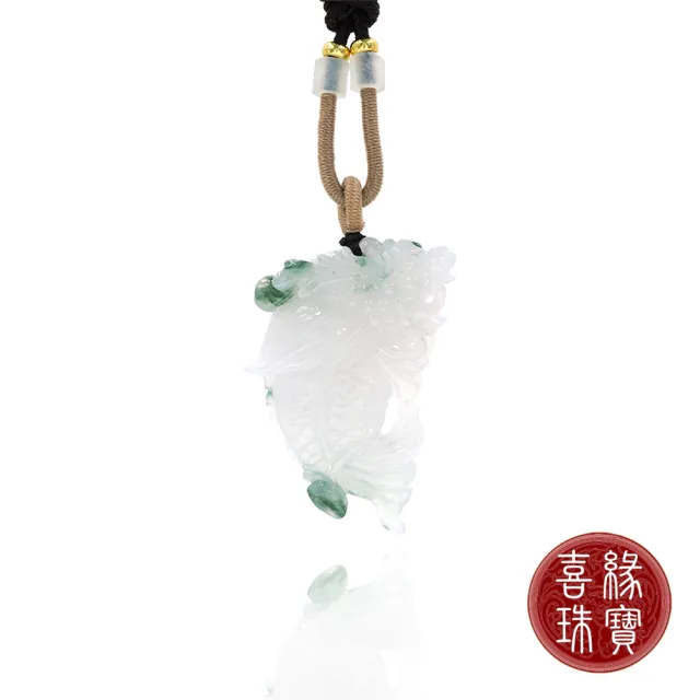 【喜緣玉品】天然A貨翡翠 飄花 開運魚龍 玉珮(直)