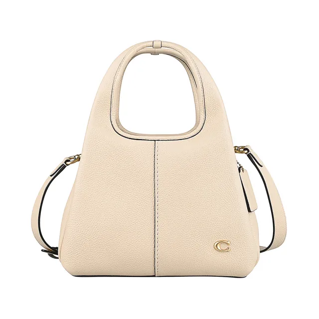 【COACH】COACH Lana 23 23復古C字LOGO縫線設計牛皮手提斜背菜籃包(象牙白)