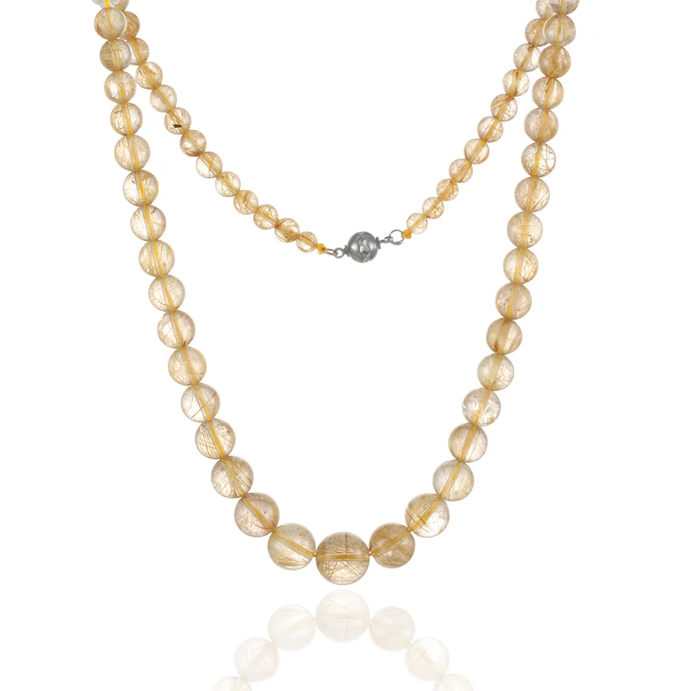 【Woogie武吉珠寶】精品級金髮晶水晶塔鍊(維納斯5-12mm)