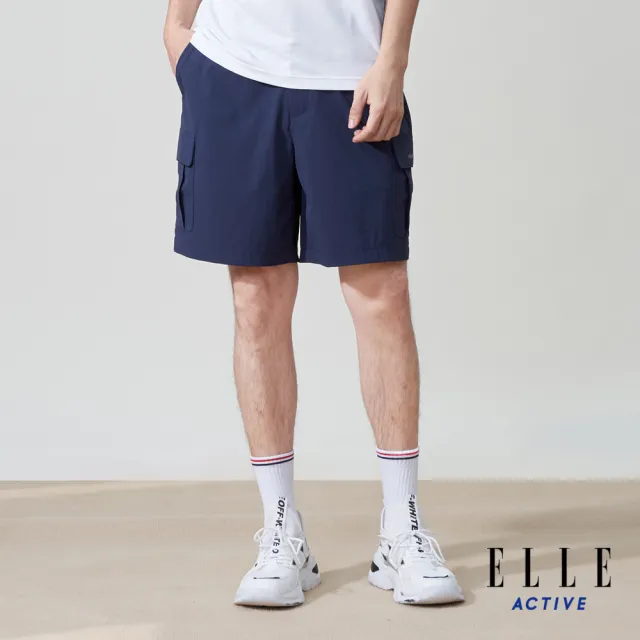 【ELLE ACTIVE】男款 快乾多口袋機能短褲-深藍色(EA25S2M3001-39)