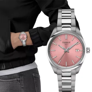 【TISSOT 天梭】PR100 簡約時尚女錶-櫻花粉紅/34mm 手錶 送禮 推薦(T1502101133100)