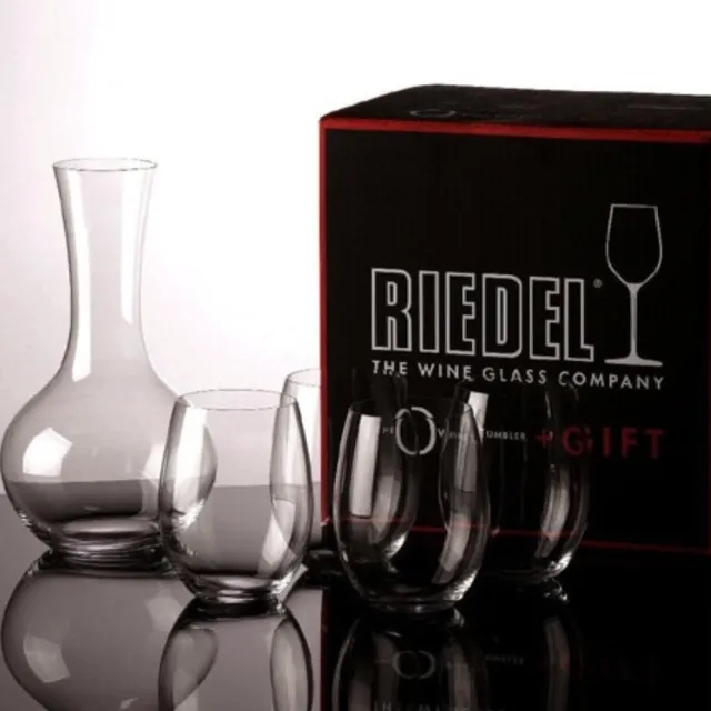【Riedel】O 紅酒杯5件超值組禮盒-紅酒杯4入送醒酒瓶1入(超值組合送禮大氣)