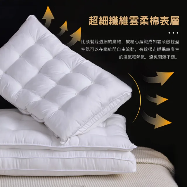 【ISHUR 伊舒爾】雲柔雙層枕1入 雙枕心設計(贈天絲枕套1入/羽絲絨枕/枕頭/枕芯)