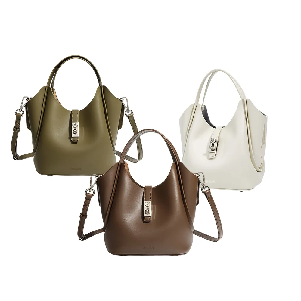 【ZENDAR】直播限定 台灣總代理 限量1折 頂級小牛皮菜籃子肩背包含內包 密卡系列 全新專櫃展示品(3色選)