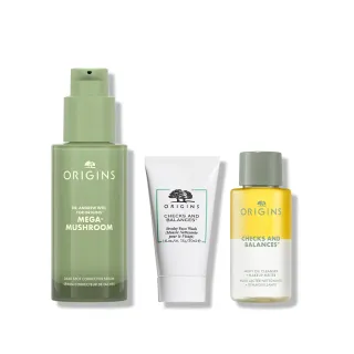 即期品【ORIGINS 品木宣言】淨光亮白組(淡斑精華50ml+潔顏油30ml+潔面慕絲30ml)