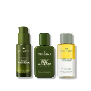 即期品【ORIGINS 品木宣言】靈芝修護組(靈芝精萃30+潔顏油30ml+靈芝水30ml)