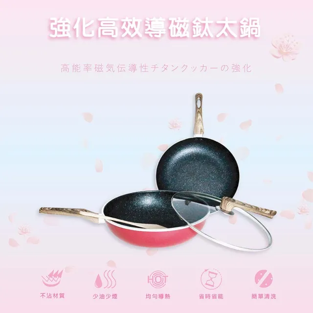 【LINOX】櫻井屋七層強化不沾IH鈦太鍋(32炒鍋+30平底鍋+32鍋蓋+木鏟/不沾鍋)