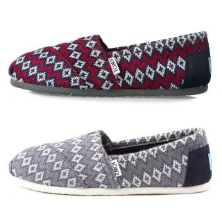 【TOMS】女 幾何 菱格 針織 Classic Geo Knit 舒適 休閒鞋 帆布平底鞋 懶人鞋 圓頭 一腳蹬 兩色任選