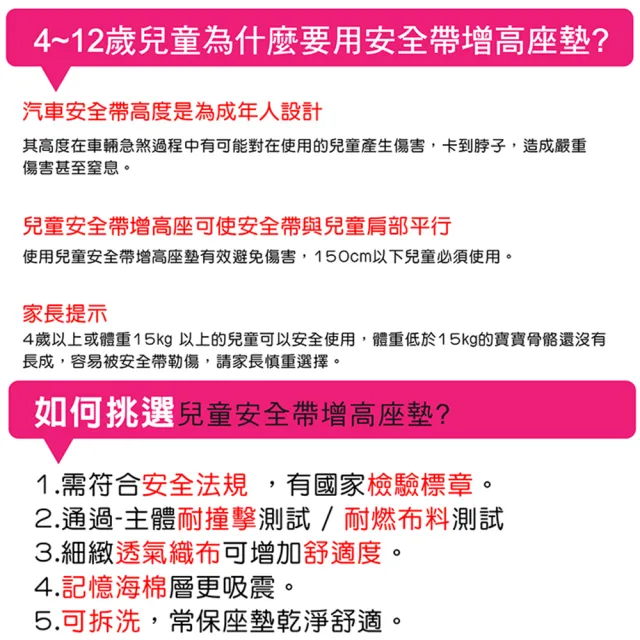 【OMyCar】小乖乖 兒童安全增高座墊 國家認證 一年保固-快(兒童增高座墊 安全座墊)