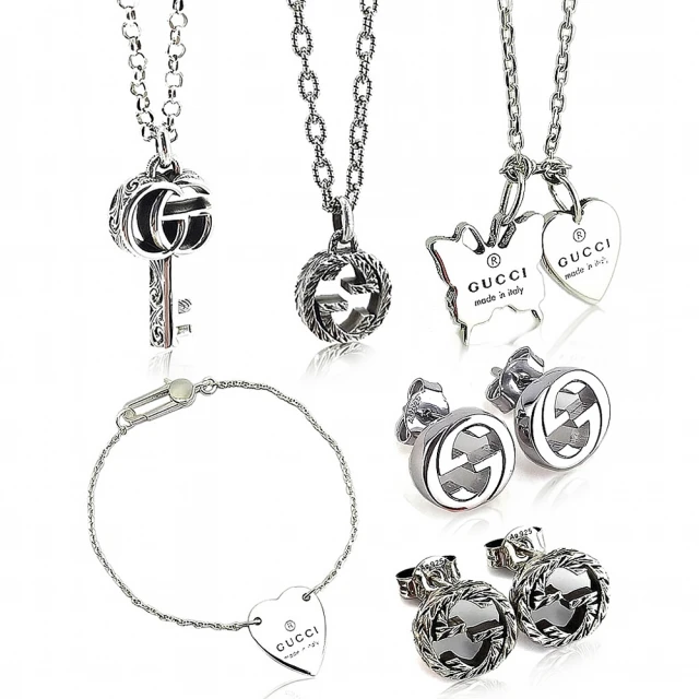 【GUCCI 古馳】925純銀雙G墜飾手鍊/項鍊(10款任選)