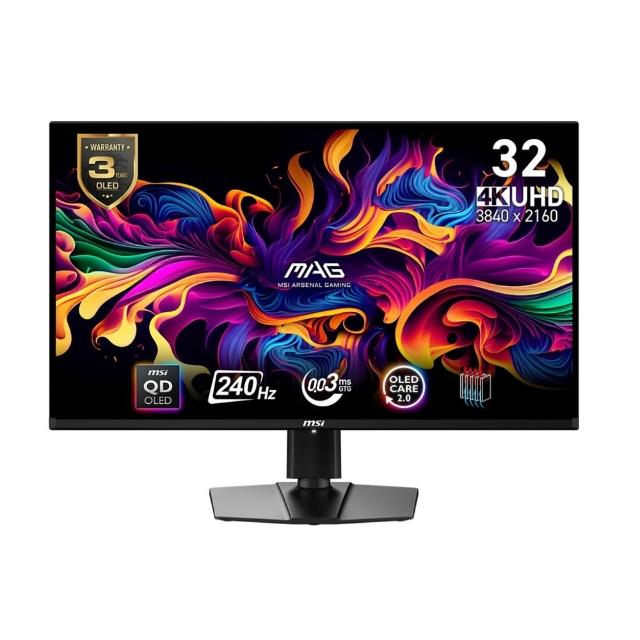 【MSI 微星】遊戲鍵盤組★MAG 321UPX QD-OLED 32型 4K 240Hz 電競螢幕(AdaptiveSync/Type-C/HDR 400)