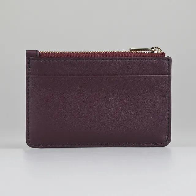【FURLA 芙拉】FURLA FLOW拉鍊壓釦5卡零錢(酒紅)