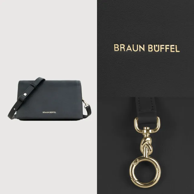 【BRAUN BUFFEL 德國小金牛】柯琳姆 斜背包-黑色(BF862-11-BK) 女包送禮推薦