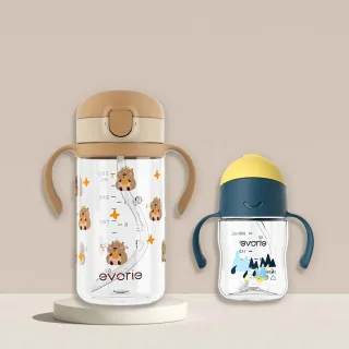 【Evorie】Tritan 200mL+300mL學飲吸管水杯組(總代理公司貨/微笑水杯)