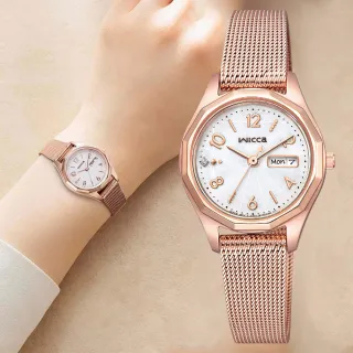 【CITIZEN 星辰】Wicca 太陽能日曆米蘭帶女錶-26.5mm 送禮推薦 母親節 禮物 送禮(KH3-568-15)