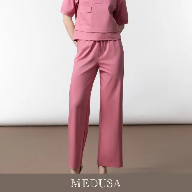 【MEDUSA 曼度莎】現貨-粉紅運動風直筒休閒褲（M-XL）｜女運動褲 女休閒長褲 女直筒褲(605-5470B)