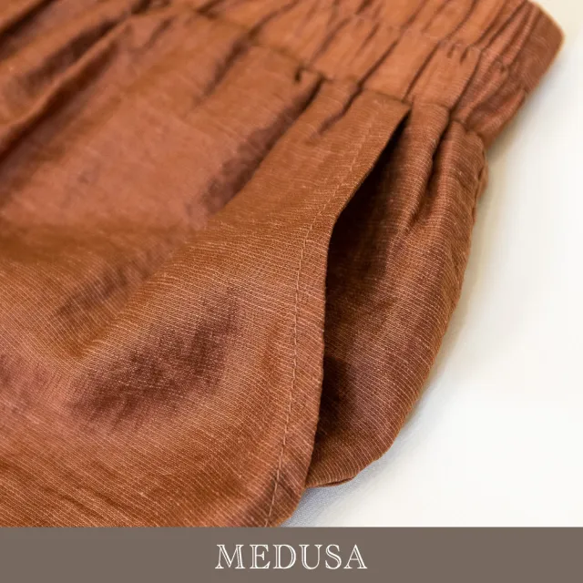 【MEDUSA 曼度莎】現貨-文藝涼感天絲棉麻休閒直筒褲（M-2L）｜女直筒褲 天絲棉麻 涼感長褲(601-5180B)