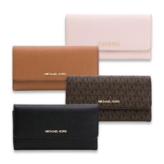 【Michael Kors】JET SET TRAVEL防刮紋掀蓋長夾（多色任選）