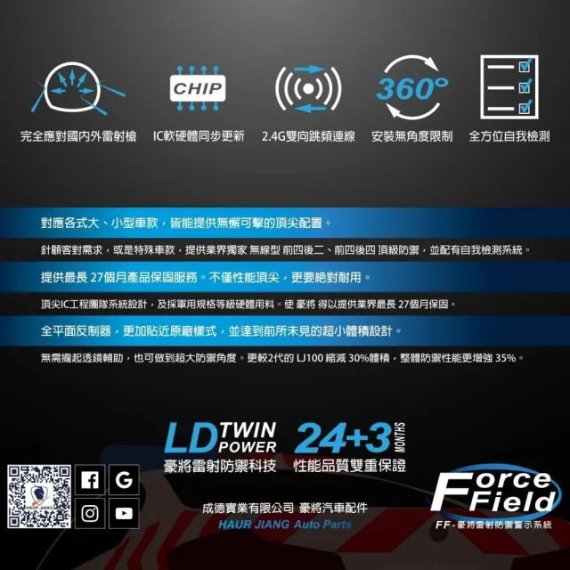 【豪將】雷射防護罩 豪將FF+ 1對4 OSRAM最高功率LD_送安裝(車麗屋)