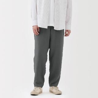 【MUJI 無印良品】男亞麻水洗錐形褲(灰白 黑色 深藍 棕色)
