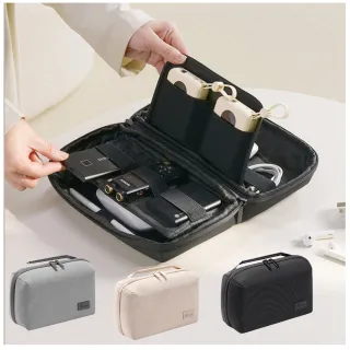 【Janyo】便攜雙層數碼配件收納包 3C配件收納整理包 行動電源包 手拿包(手機/充電器/線材/