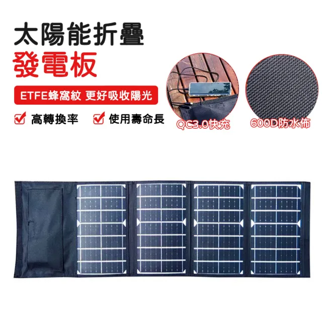 太陽能板 充電板 50W 太陽能發電板( ETFE面板 高轉化率 防水 USB+DC QC快充)
