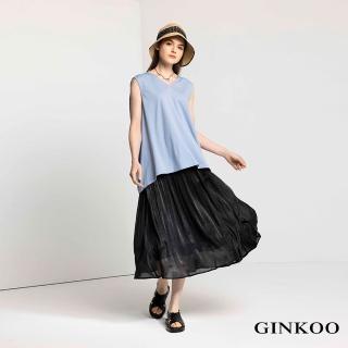 【GINKOO 俊克】V領打褶背心