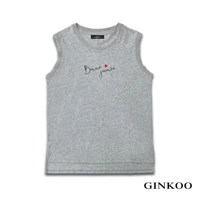 【GINKOO 俊克】字母刺繡圓領背心