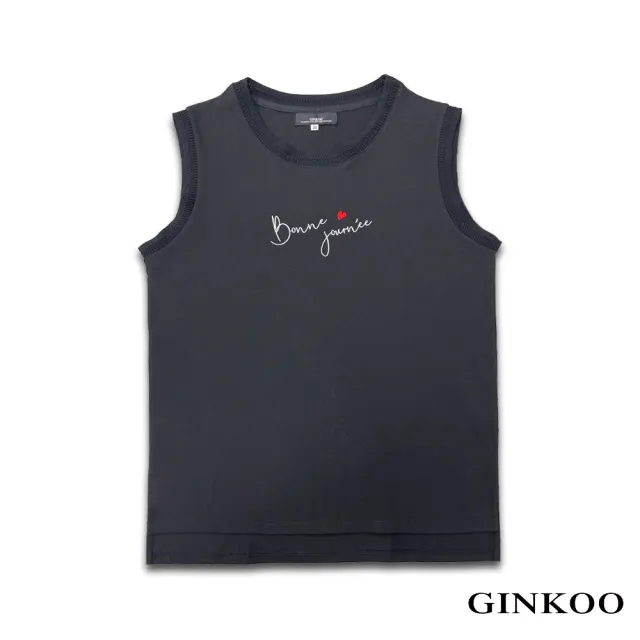 【GINKOO 俊克】字母刺繡圓領背心