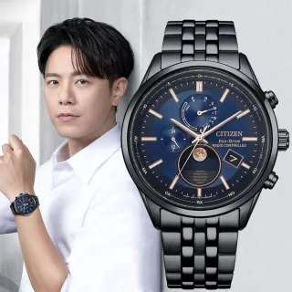 【CITIZEN 星辰】GENTS 韋禮安廣告配戴 電波對時 月相光動能腕錶 618 週年慶 推薦(BY1035-56L)