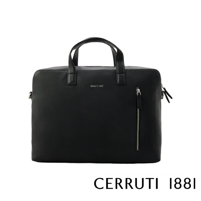 【Cerruti 1881】直播限定 限量2折 義大利原裝進口 頂級小牛皮公事包 全新專櫃展示品(黑色 CECA06580M)