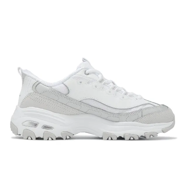 【SKECHERS】休閒鞋 D Lites-Smooth Slip-Ins 女鞋 白 銀 緩衝 拼接 老爹鞋(150537-WSL)