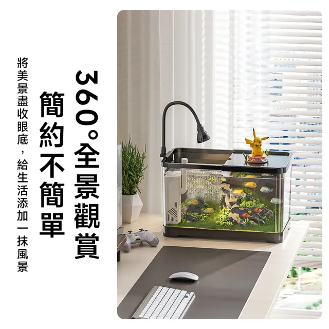 【Secaii設彩品牌店】魚缸 生態魚缸 桌面小型魚缸 懶人魚缸 壓克力魚缸(升級套餐 30.6*19.6*18.4)