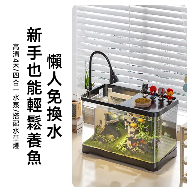 【Secaii設彩品牌店】魚缸 生態魚缸 桌面小型魚缸 懶人魚缸 壓克力魚缸(升級套餐 38.8*21.5*21.2)