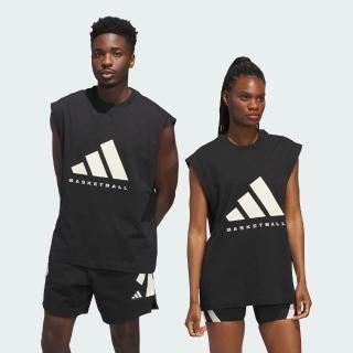 【adidas 愛迪達】BASKETBALL 無袖 短T 男女款 黑 穿搭(JX5586)