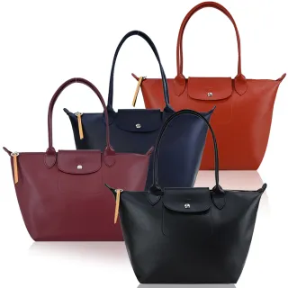 【LONGCHAMP】LE PLIAGE CITY系列PVC帆布長把肩背水餃包(中/多色選)