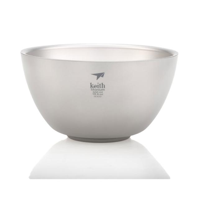 【Keith】鎧斯純鈦輕量環保雙層鈦碗 550ml / Ti5354(雙層隔熱鈦碗餐碗飯菜湯麵碗防燙防摔兒童碗)