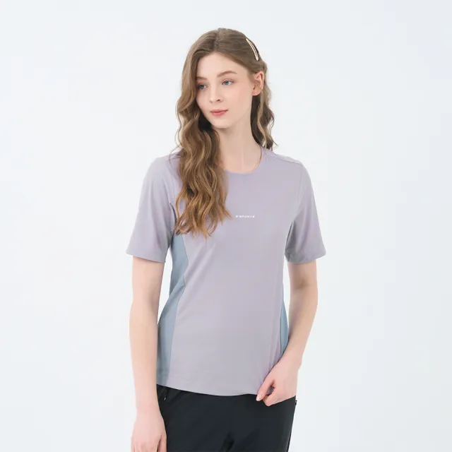 【GIORDANO 佐丹奴】女裝高彈力涼感拼接短袖上衣(78 夢幻紫)