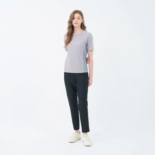 【GIORDANO 佐丹奴】女裝高彈力涼感拼接短袖上衣(78 夢幻紫)