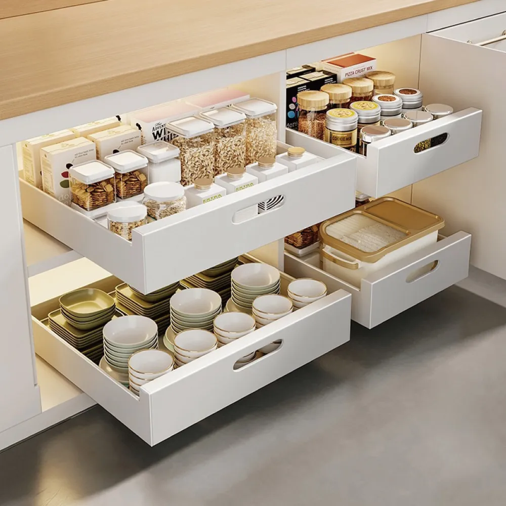 【樂居家】加寬版 白色櫥櫃抽屜式置物架-30公分款(收納架 抽屜收納架 黏貼收納架 衣櫃收納架 水槽收納架)